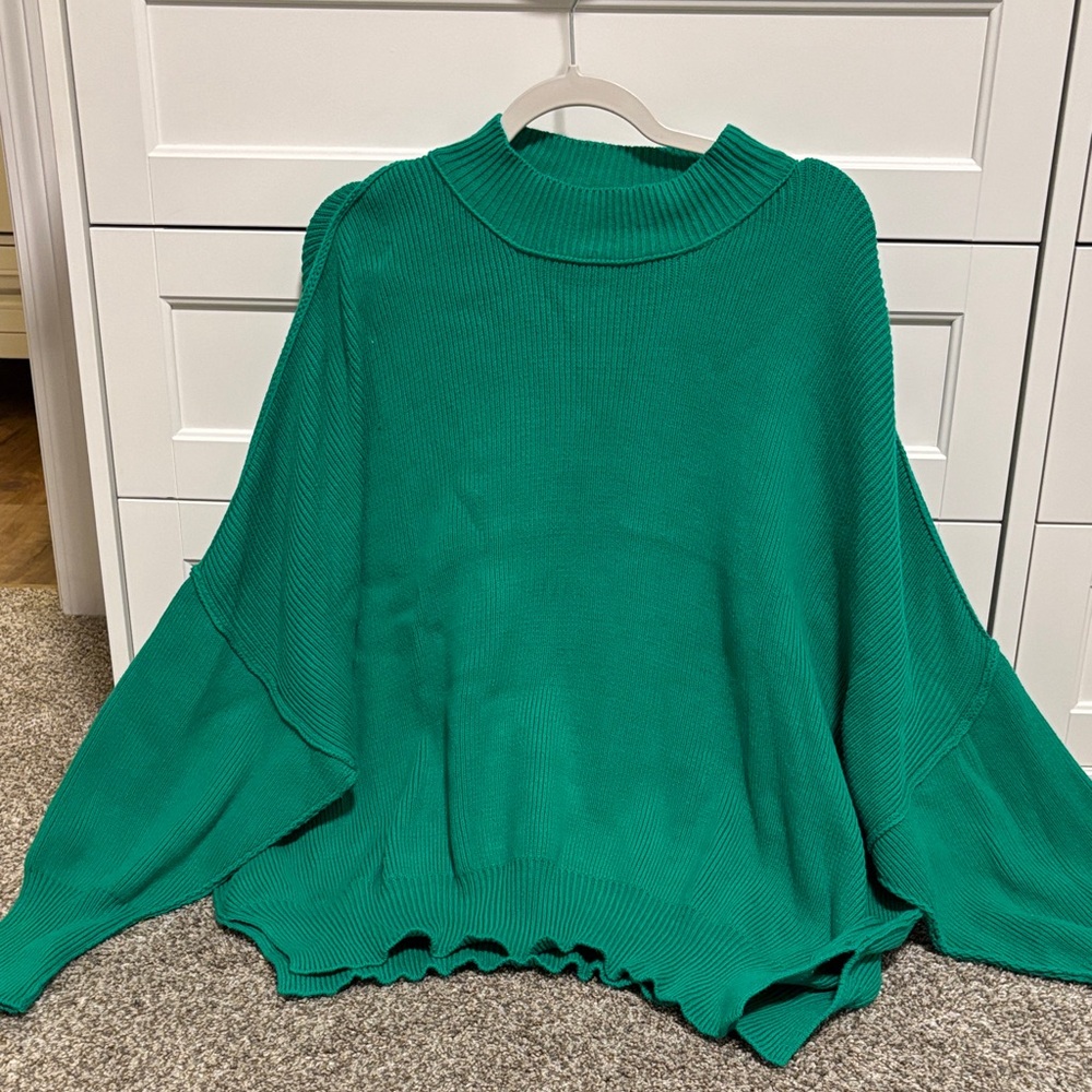 Zenana Outfitters Teal Women's Poncho Sweater